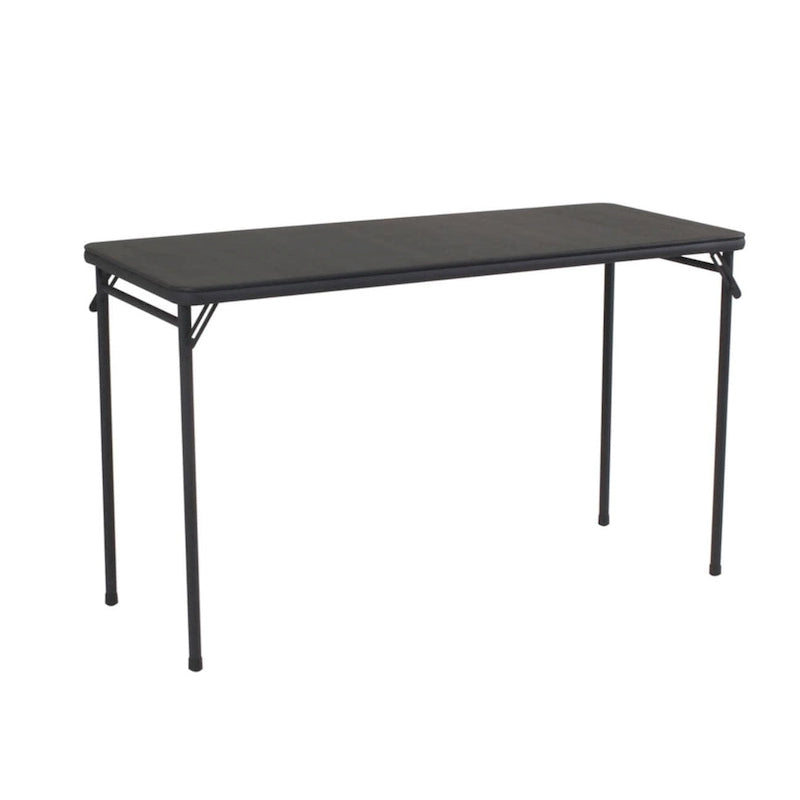 Table pliante en vinyle noir, 20 x 48 po, pour 2 à 4 personnes