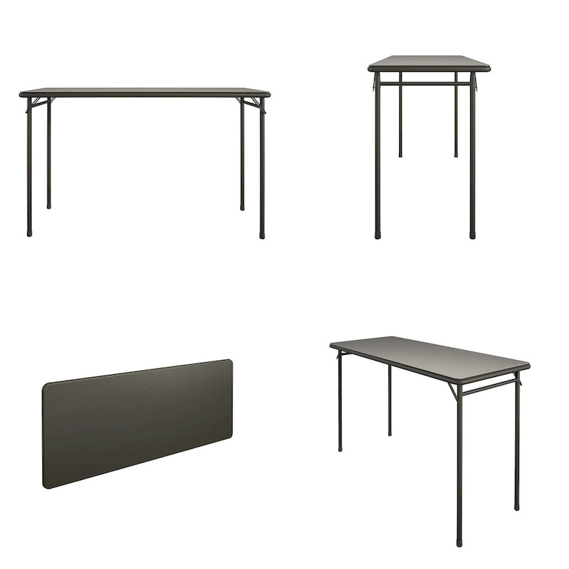 Table pliante en vinyle noir, 20 x 48 po, pour 2 à 4 personnes