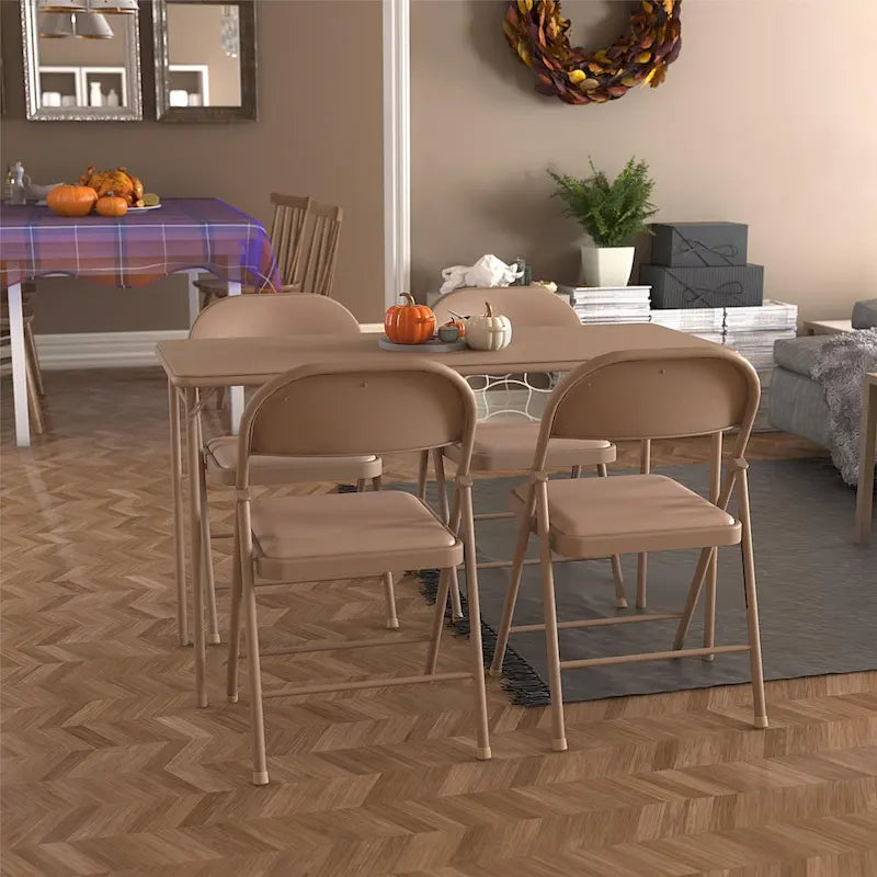 Table pliante en vinyle noir, 20 x 48 po, pour 2 à 4 personnes
