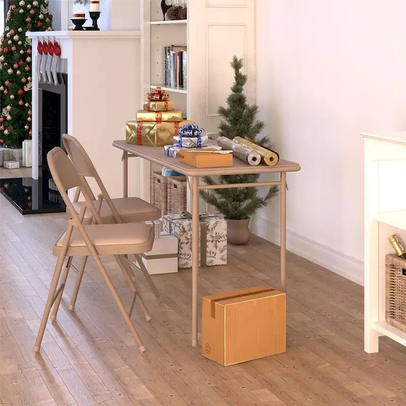 Table pliante en vinyle noir, 20 x 48 po, pour 2 à 4 personnes