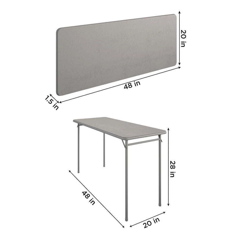 Table pliante en vinyle noir, 20 x 48 po, pour 2 à 4 personnes