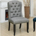 Chaises de salle à manger capitonnées à oreilles gris clair, lot de 2
