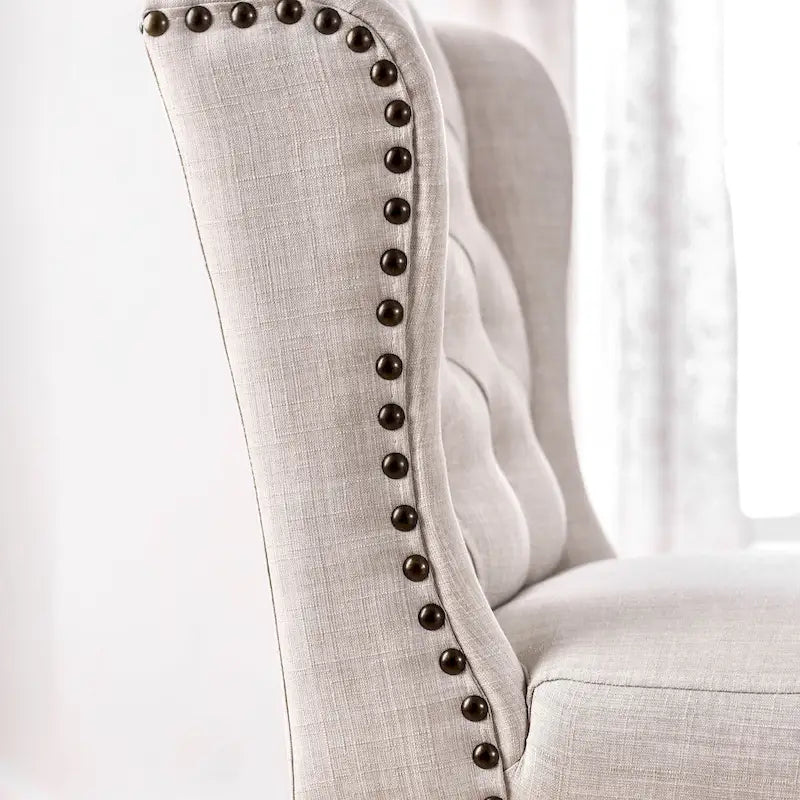 Chaises de salle à manger capitonnées à oreilles gris clair, lot de 2