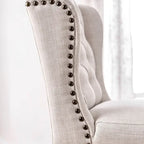 Chaises de salle à manger capitonnées à oreilles gris clair, lot de 2