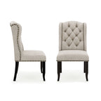 Chaises de salle à manger capitonnées à oreilles gris clair, lot de 2