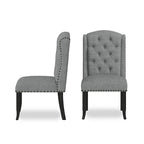 Chaises de salle à manger capitonnées à oreilles gris clair, lot de 2