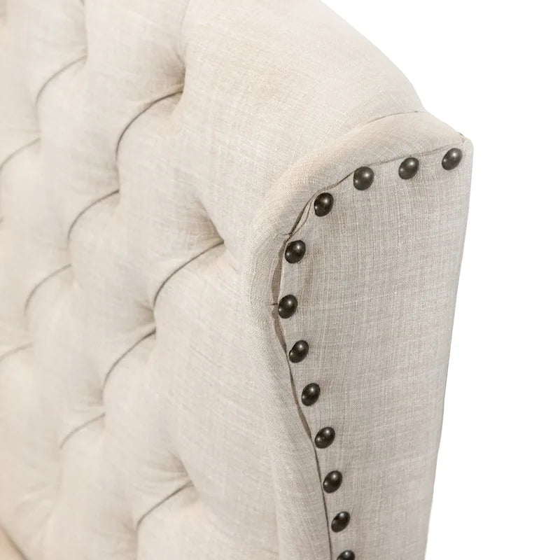 Chaises de salle à manger capitonnées à oreilles gris clair, lot de 2
