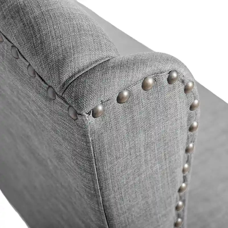 Chaises de salle à manger capitonnées à oreilles gris clair, lot de 2