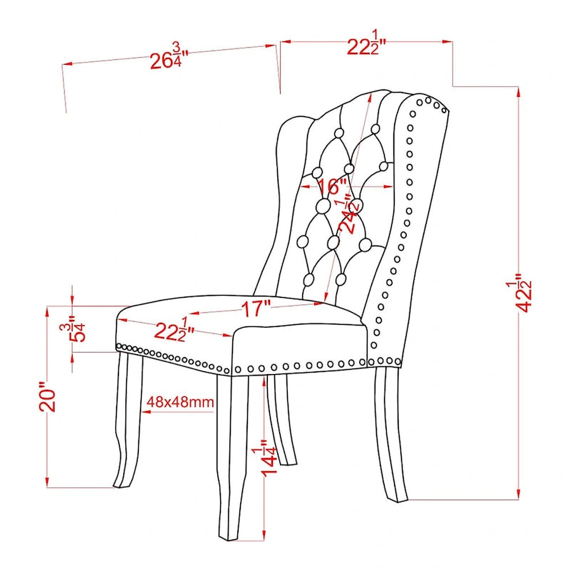 Chaises de salle à manger capitonnées à oreilles gris clair, lot de 2