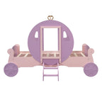 Lit plateforme de style carrosse avec escalier — Blanc et rose, Jumeau, 1 personne