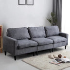 Canapé sectionnel convertible beige/gris/jaune/bleu avec pouf – 3-4 places