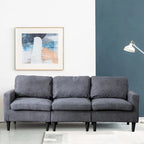 Canapé sectionnel convertible beige/gris/jaune/bleu avec pouf – 3-4 places