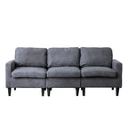Canapé sectionnel convertible beige/gris/jaune/bleu avec pouf – 3-4 places