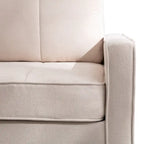 Canapé sectionnel convertible beige/gris/jaune/bleu avec pouf – 3-4 places