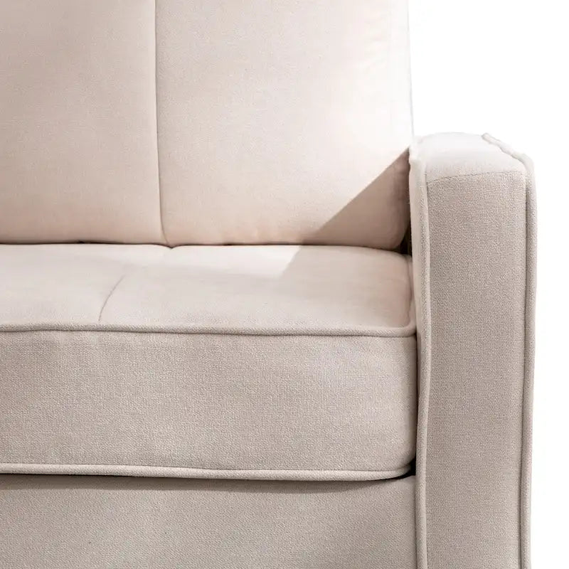 Canapé sectionnel convertible beige/gris/jaune/bleu avec pouf – 3-4 places