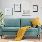 Canapé sectionnel convertible beige/gris/jaune/bleu avec pouf – 3-4 places