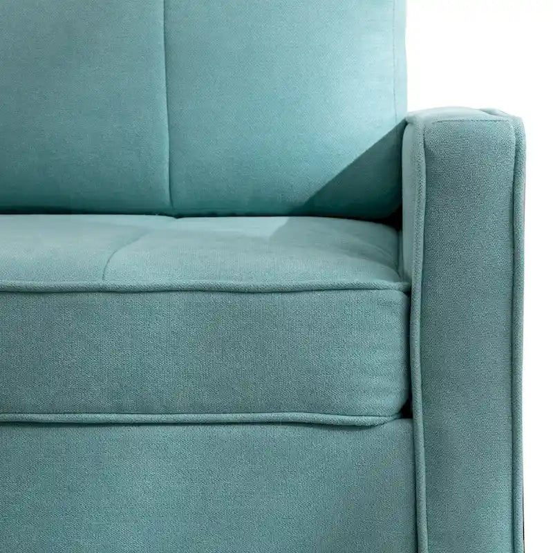 Canapé sectionnel convertible beige/gris/jaune/bleu avec pouf – 3-4 places