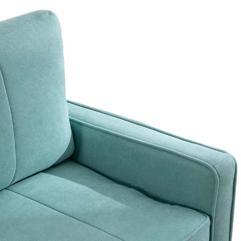 Canapé sectionnel convertible beige/gris/jaune/bleu avec pouf – 3-4 places