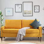 Canapé sectionnel convertible beige/gris/jaune/bleu avec pouf – 3-4 places