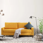 Canapé sectionnel convertible beige/gris/jaune/bleu avec pouf – 3-4 places