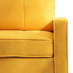 Canapé sectionnel convertible beige/gris/jaune/bleu avec pouf – 3-4 places
