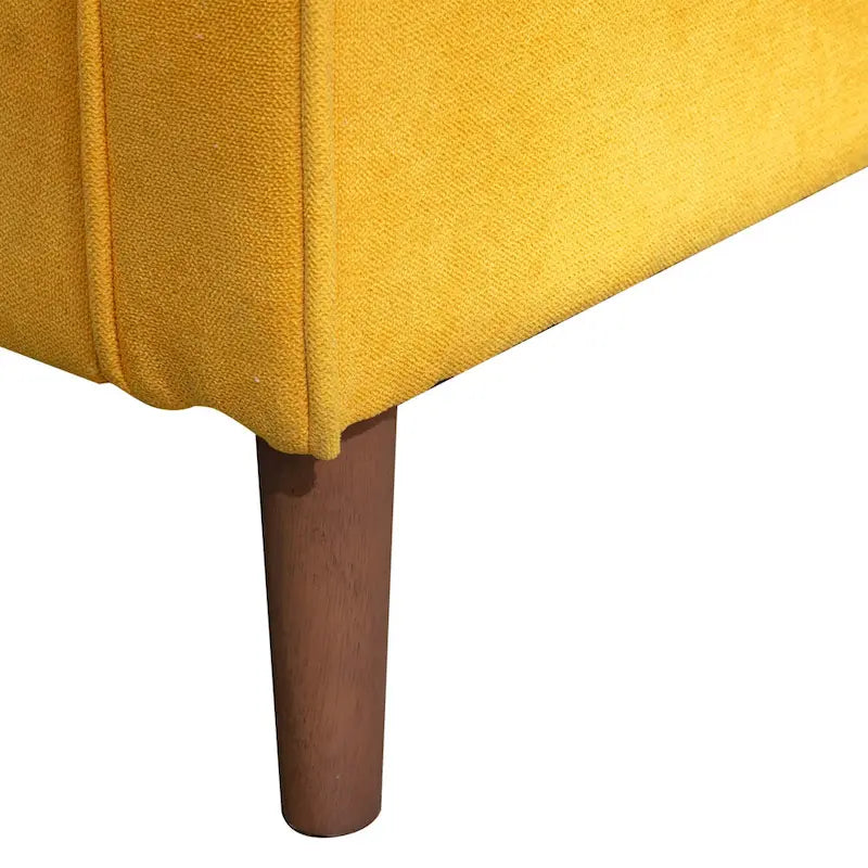 Canapé sectionnel convertible beige/gris/jaune/bleu avec pouf – 3-4 places