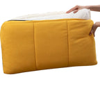 Canapé sectionnel convertible beige/gris/jaune/bleu avec pouf – 3-4 places