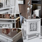 Table d'appoint en argent antique avec miroir et horloge — Style moderne, pour 1 personne