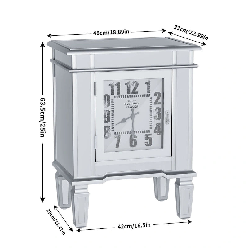 Table d'appoint en argent antique avec miroir et horloge — Style moderne, pour 1 personne