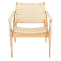 Fauteuil Safari, lanières en cuir tressé — Blanc / Crème / Marron / Noir — 1 place