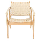 Fauteuil Safari, lanières en cuir tressé — Blanc / Crème / Marron / Noir — 1 place