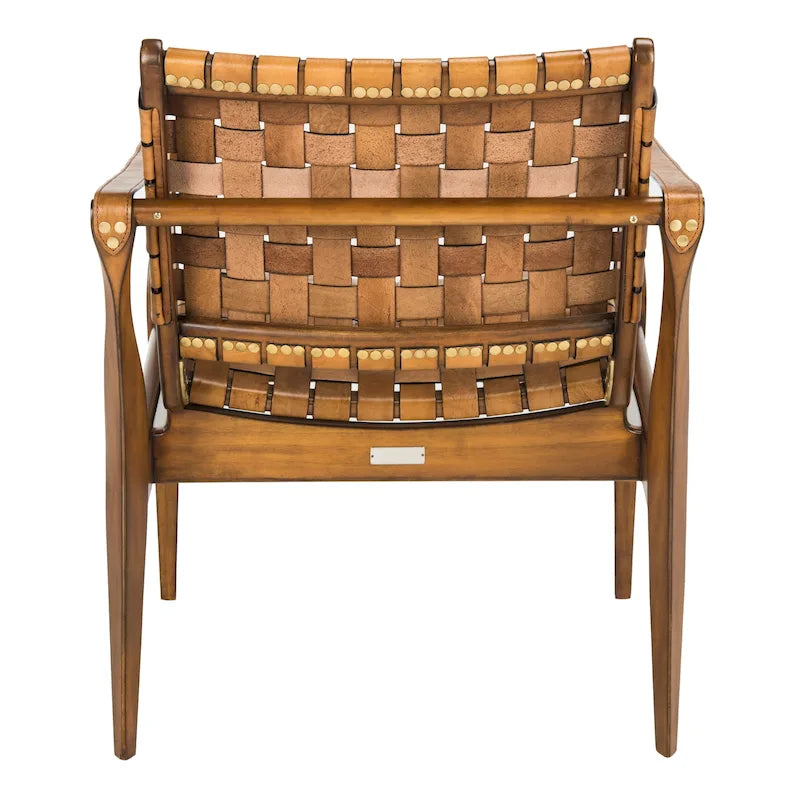 Fauteuil Safari, lanières en cuir tressé — Blanc / Crème / Marron / Noir — 1 place