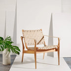 Fauteuil Safari, lanières en cuir tressé — Blanc / Crème / Marron / Noir — 1 place