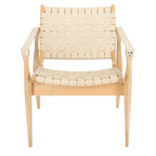 Fauteuil Safari, lanières en cuir tressé — Blanc / Crème / Marron / Noir — 1 place