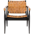 Fauteuil Safari, lanières en cuir tressé — Blanc / Crème / Marron / Noir — 1 place