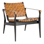 Fauteuil Safari, lanières en cuir tressé — Blanc / Crème / Marron / Noir — 1 place