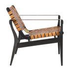 Fauteuil Safari, lanières en cuir tressé — Blanc / Crème / Marron / Noir — 1 place