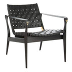 Fauteuil Safari, lanières en cuir tressé — Blanc / Crème / Marron / Noir — 1 place