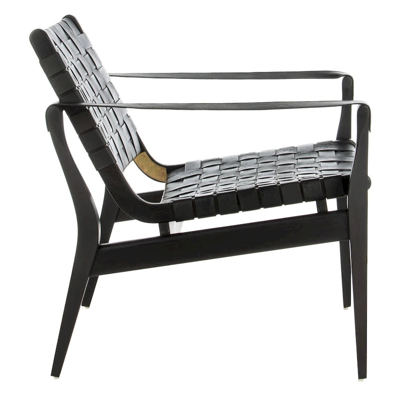 Fauteuil Safari, lanières en cuir tressé — Blanc / Crème / Marron / Noir — 1 place