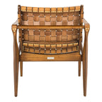 Fauteuil Safari, lanières en cuir tressé — Blanc / Crème / Marron / Noir — 1 place