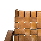 Fauteuil Safari, lanières en cuir tressé — Blanc / Crème / Marron / Noir — 1 place