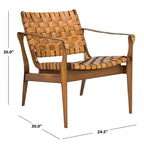 Fauteuil Safari, lanières en cuir tressé — Blanc / Crème / Marron / Noir — 1 place