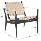 Fauteuil Safari, lanières en cuir tressé — Blanc / Crème / Marron / Noir — 1 place