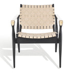 Fauteuil Safari, lanières en cuir tressé — Blanc / Crème / Marron / Noir — 1 place