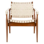 Fauteuil Safari, lanières en cuir tressé — Blanc / Crème / Marron / Noir — 1 place