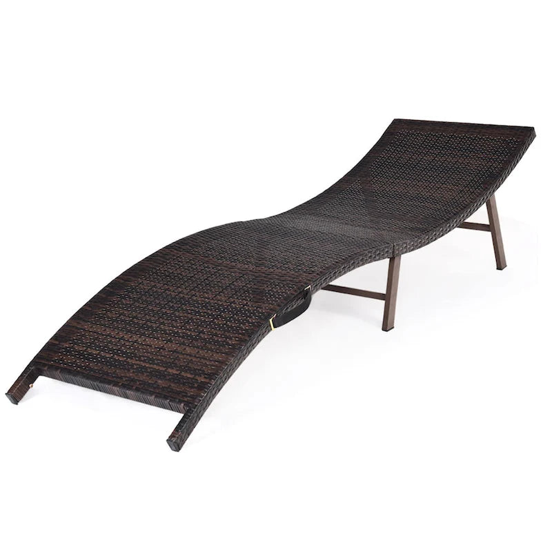 Chaises longues pliantes en osier marron et turquoise, lot de 2