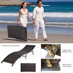 Chaises longues pliantes en osier marron et turquoise, lot de 2