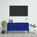 Meuble TV en acier à 2 portes — Bleu marine / Menthe / Orange