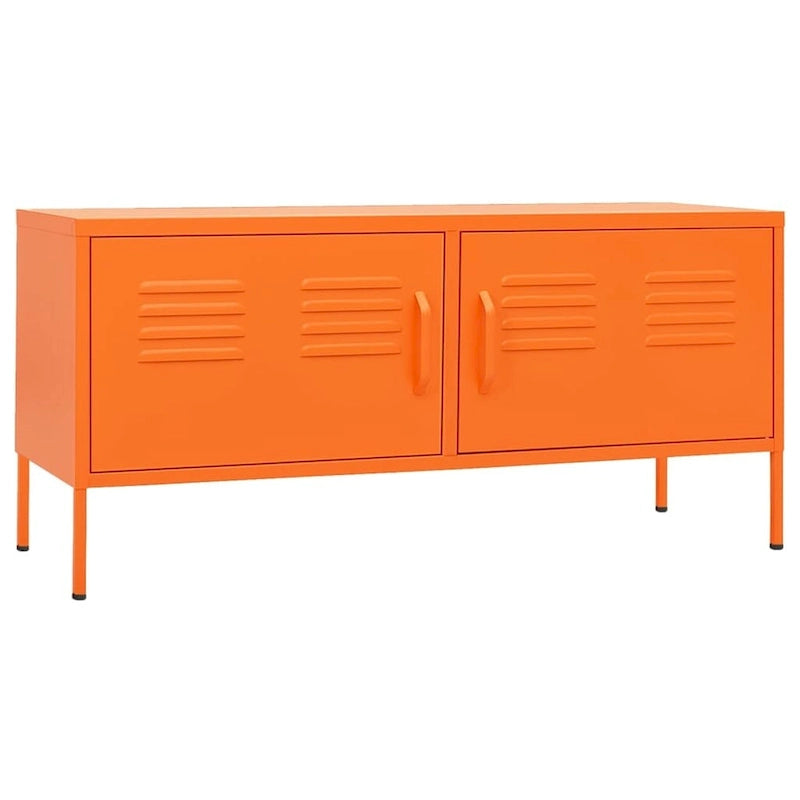 Meuble TV en acier à 2 portes — Bleu marine / Menthe / Orange