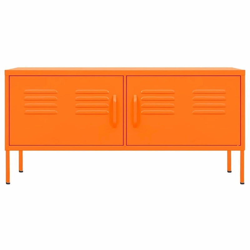 Meuble TV en acier à 2 portes — Bleu marine / Menthe / Orange